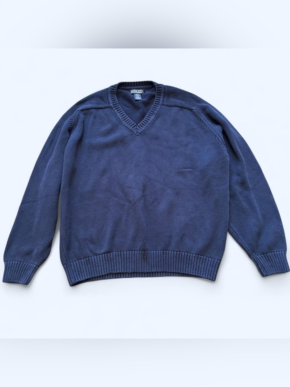 Lands' End Men's Navy V-Neck Cotton Sweater